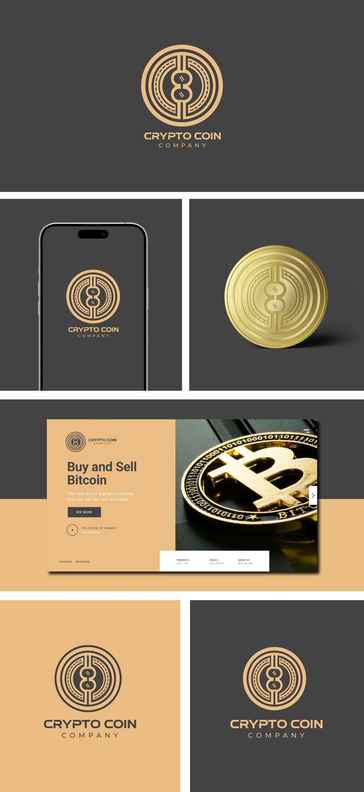 the logo and business card design for cryptcoin, which has been designed to look like