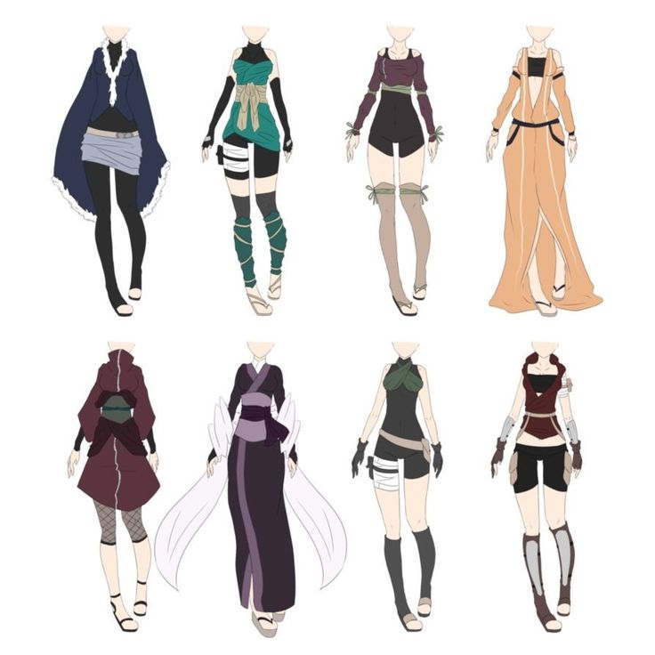 an anime character is wearing different outfits and clothes for each individual to see in the image