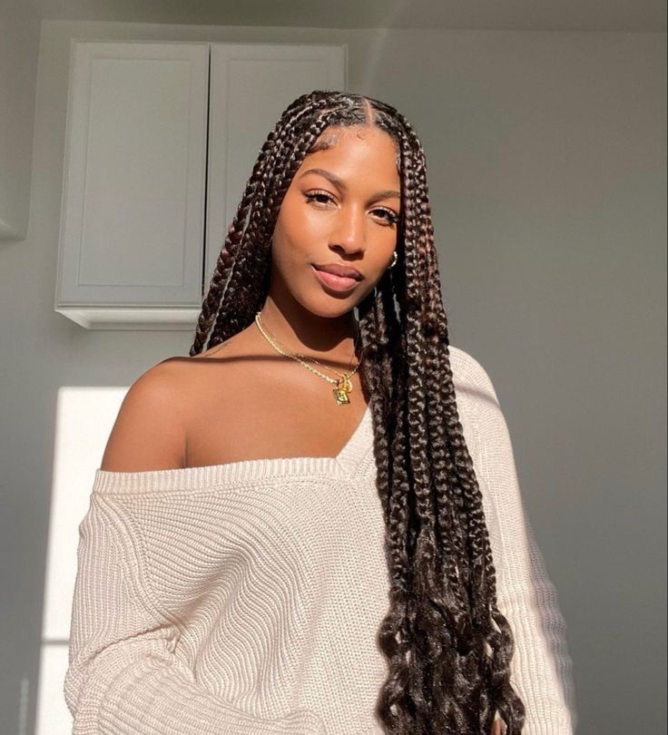 Fall Box Braids Black Women, Medium Box Braids Styles, Curly Braids For Black Women, Curly Box Braids, Big Box Braids Hairstyles, Box Braids Hairstyles For Black Women, Cute Box Braids Hairstyles, Quick Braided Hairstyles, Twist Braid Hairstyles