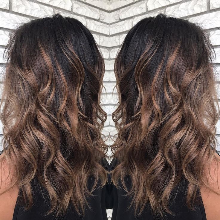 Shiny Light Brown Balayage with Black Roots 2023 Hair Trends For Women Ombre, Fall Foliage Hair, Peek A Boo Highlights Brunette, Earthy Brunette Balayage, Low Maintenance Balayage, Dark Balayage, Light Brown Balayage, Balayage Hair Caramel, Rambut Brunette