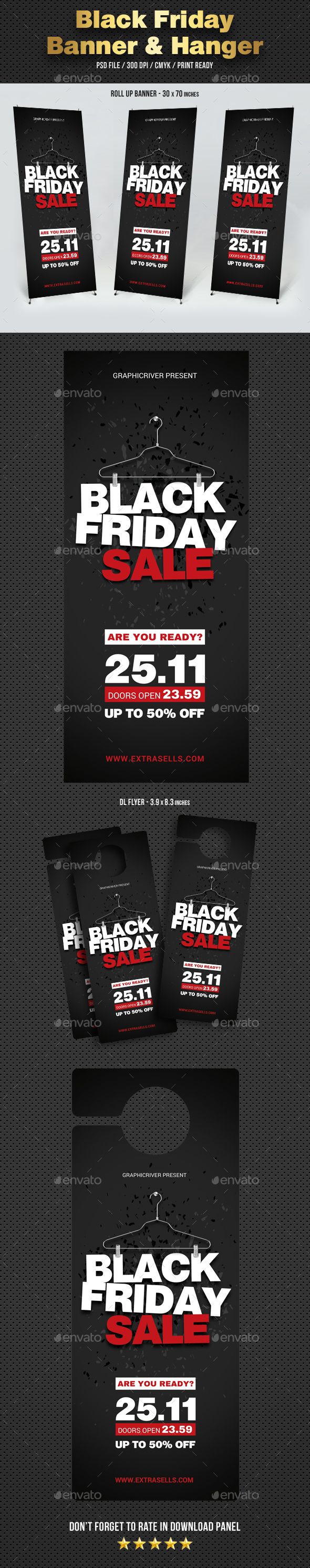 the black friday flyer is shown in three different colors