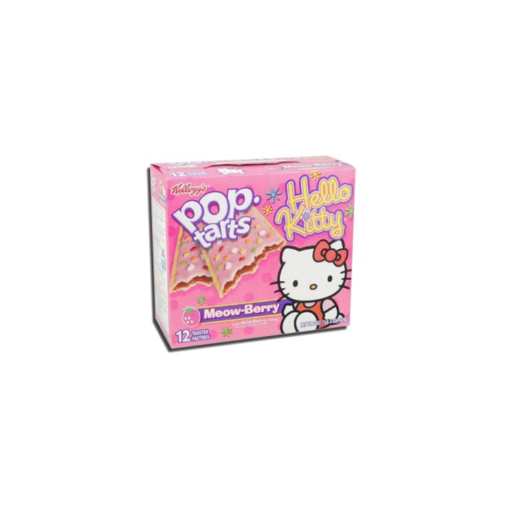 a box of hello kitty pop tarts on a checkered tablecloth