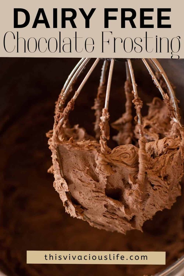 chocolate frosting in a bowl with the words dairy free chocolate frosting