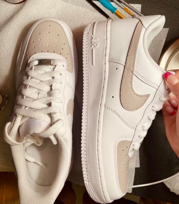 Custom Tan Nike Air Force 1s Nike Air Force 1 Beige Brown Shadow, Front View Shoes, White Forces, Shoe Artwork, Nike Air Force 1s, Air Force 1s, Deez Nuts, Custom Air Force 1, Womens Tie