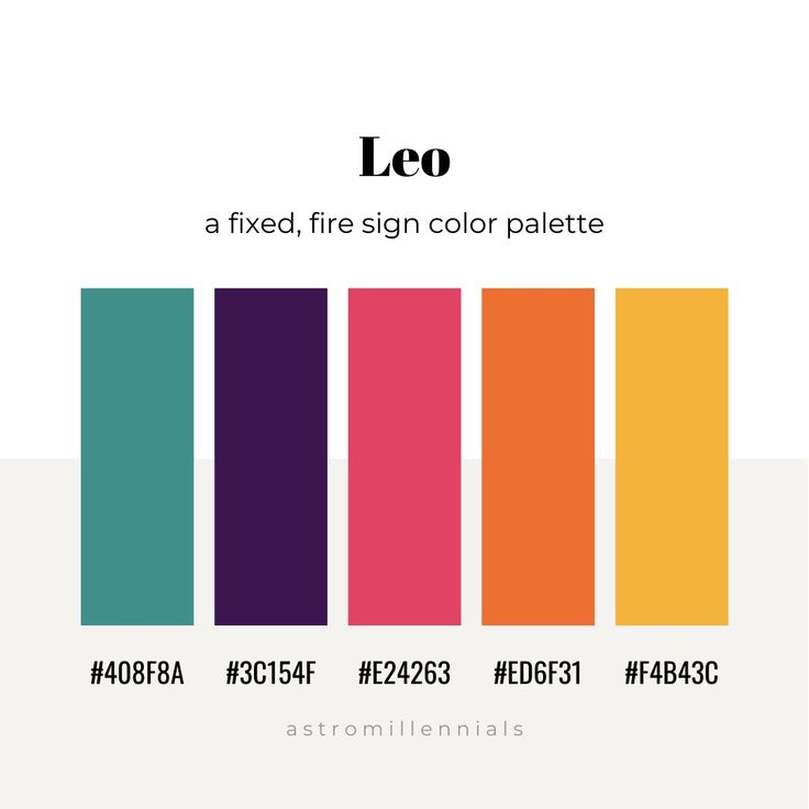 the color chart for leo is shown in different colors