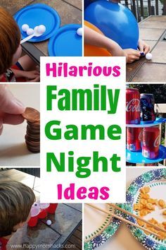 collage of various family game night ideas