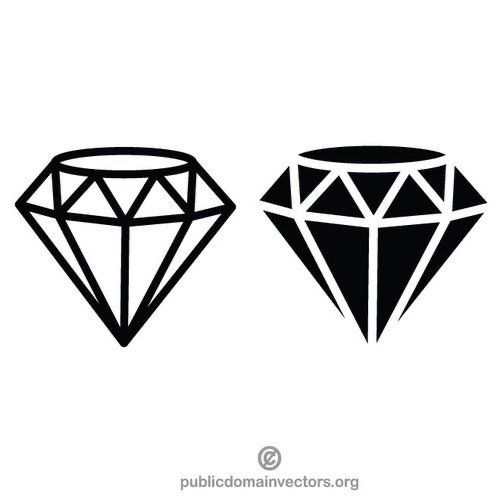 two diamonds are shown side by side in black and white, one has a diamond on it