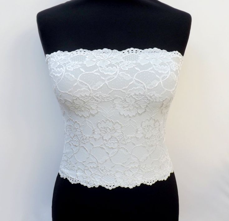 Ivory lined elastic lace tube top, Strapless bra by MissLaceAccessories on Etsy Pearl Wedding Dress Belt, Blouses Work, Lace Bandeau Top, Debut Dresses, Etsy Clothing, Lace Tube Top, Casual Sunglasses, Design Jeans, Top Bustier