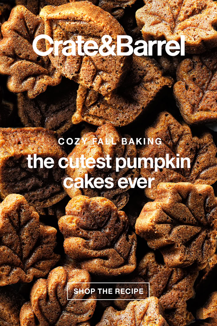 the cover of crate & barrel's latest fall baking book, the cutest pumpkin cakes ever