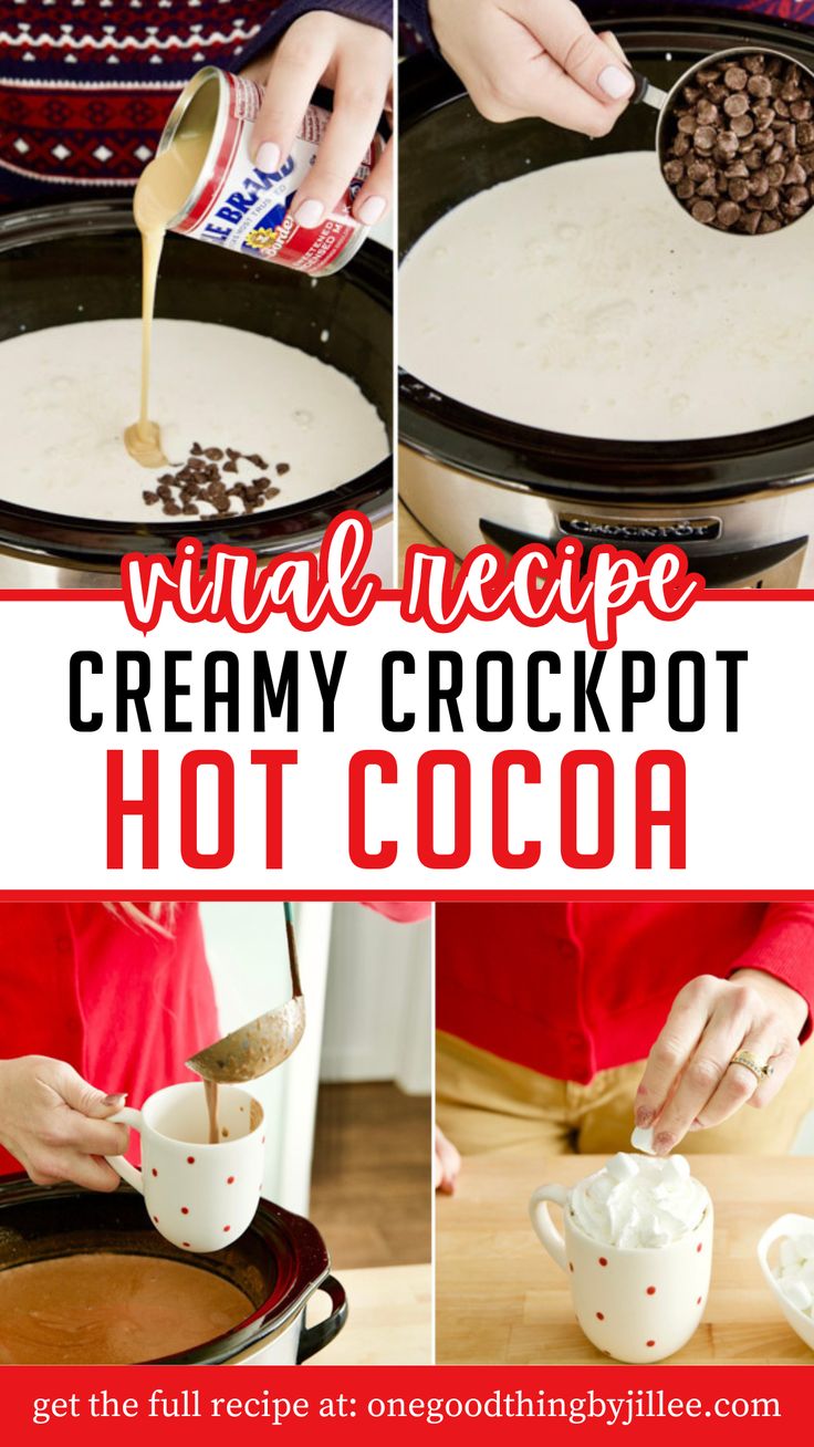 making of crockpot hot chocolate Hot Chocolate Large Batch, Santa Claus Hot Chocolate, Chocolate Milk Hot Chocolate Crock Pot, Disney Hot Chocolate Recipe, Hot Cocoa Crockpot Recipe Easy, Crockpot Hot Chocolate Recipe No Sweetened Condensed Milk, Croc Pot Hot Coco, Hot Coco In Crockpot, Easy Homemade Hot Cocoa