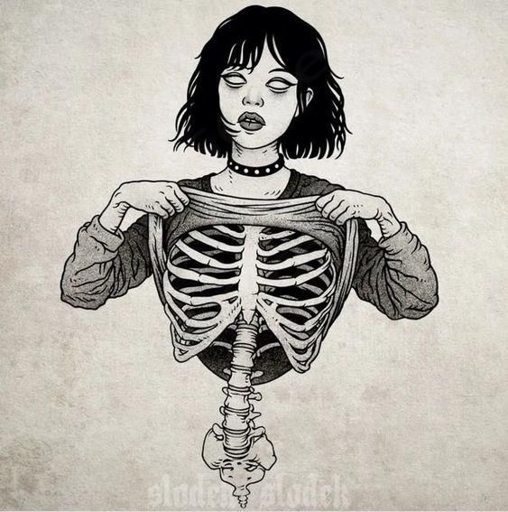 Tattoo On Black Women, Between Breast Tattoo, Skeleton Drawings, Creepy Drawings, Tattoos For Women Half Sleeve, Creepy Tattoos, Tattoos For Black Skin, Dark Art Tattoo, Skeleton Art