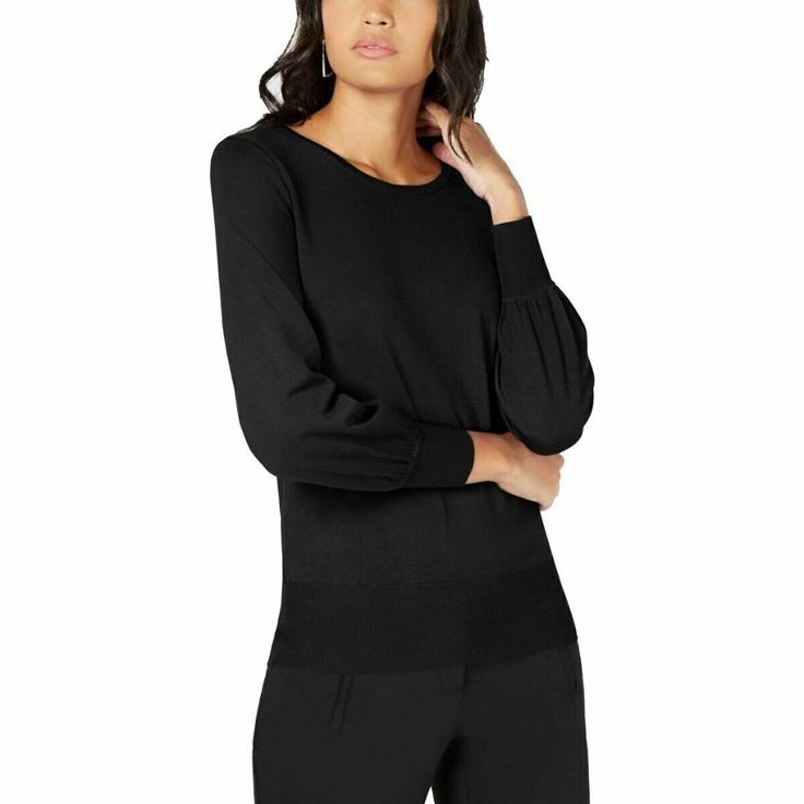 Features Color: Blacks Size Type: Regular Size (Women's): S Style: Knit Top Material: Rayon Sleeve Style: Long Sleeve Women's Sweater Medium Knit Top Bishop Sleeve Country Of Origin: United States Elegant Black Fitted Sweater, Elegant Black Sweater With Ribbed Cuffs, Elegant Black Knit Top, Elegant Stretch Black Sweater, Black Knit Top With Ribbed Cuffs For Fall, Classic Black Knit Top For Spring, Black Knit Top For Workwear In Fall, Black Fine Knit Top For Work, Black Knit Top For Spring Workwear