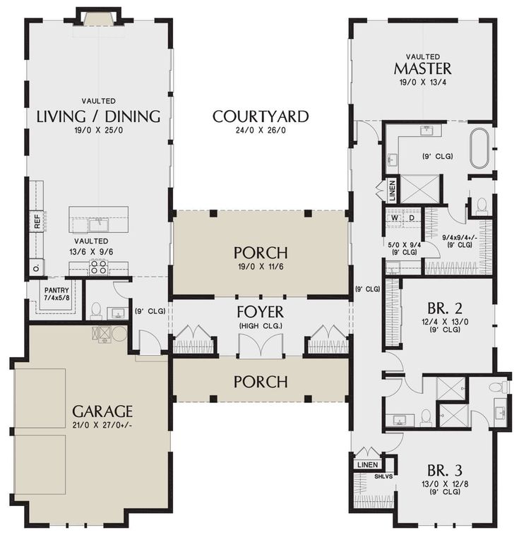 the floor plan for this house is very large and has two master suites on each side