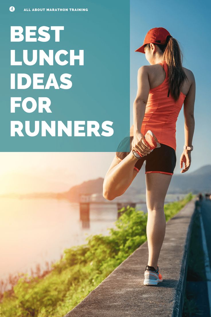 a woman running on the side of a road with text overlay that reads best lunch ideas for runners