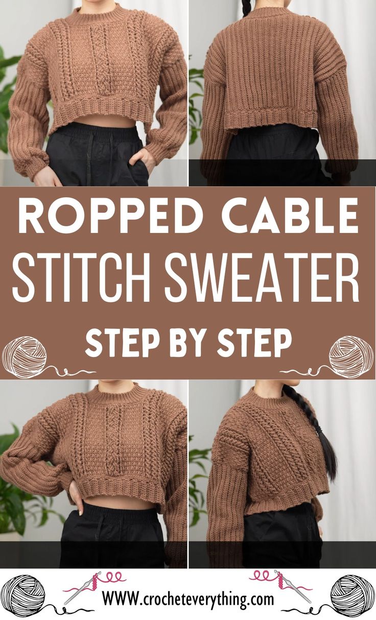 the roped cable sweater pattern is shown with instructions for how to sew it