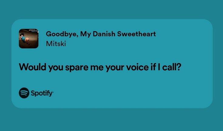 two texts that say goodbye, my danish sweetheart and would you spare me your voice if i call?