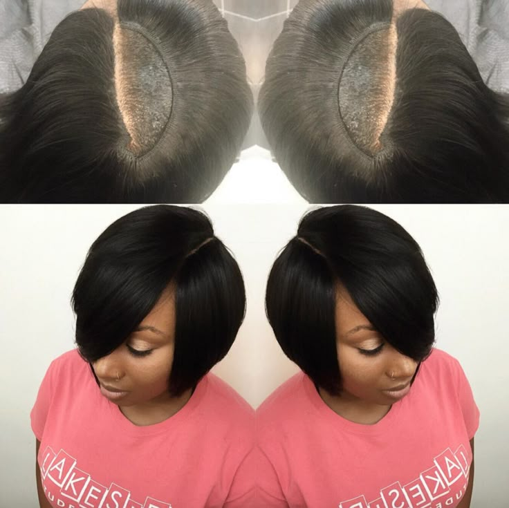 @hairbylatise                                                                                                                                                                                 More Invisible Part Quick Weave, Quick Weave Hairstyles Bobs, Short Quick Weave Hairstyles, Weave Bob Hairstyles, Weave Bob, Short Quick Weave, Quick Weave Styles, Quick Weave Bob, Short Weave Hairstyles