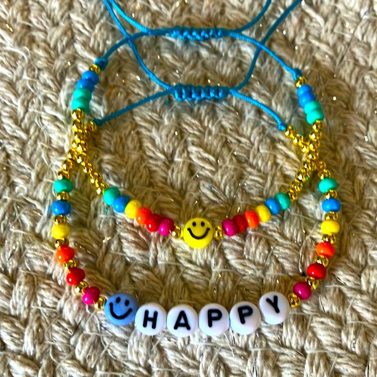 Cheerful Adjustable Friendship Bracelets As Gift, Customized Adjustable Playful Friendship Bracelets, Colorful Adjustable Playful Friendship Bracelets, Customizable Adjustable Friendship Bracelets, Cheerful Handmade Adjustable Bracelets, Customized Adjustable Friendship Bracelets, Cheerful Adjustable Multicolor Friendship Bracelets, Fun Blue Bracelets For Gifts, Fun Rainbow Friendship Bracelets As Gift