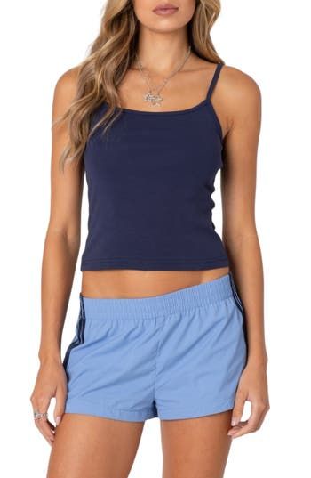 Right for pretty much any sunny day, this stretch-enhanced cotton tank features adjustable straps and an abbreviated length. Scoop neck Adjustable straps 95% cotton, 5% spandex Machine wash, dry flat Imported