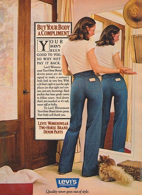 March 1974. ‘You love being carefree, right? Go for some smoothly styled pants in a neutral tone that’ll go with all you’re togs.’ Horse Collection, 70s Jeans, Patti Hansen, Horse Brand, 60s 70s Fashion, 70s Inspired Fashion, Lauren Hutton, Deep Winter, All Jeans