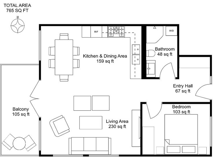 the floor plan for an apartment with two bedroom, one bathroom and another living room