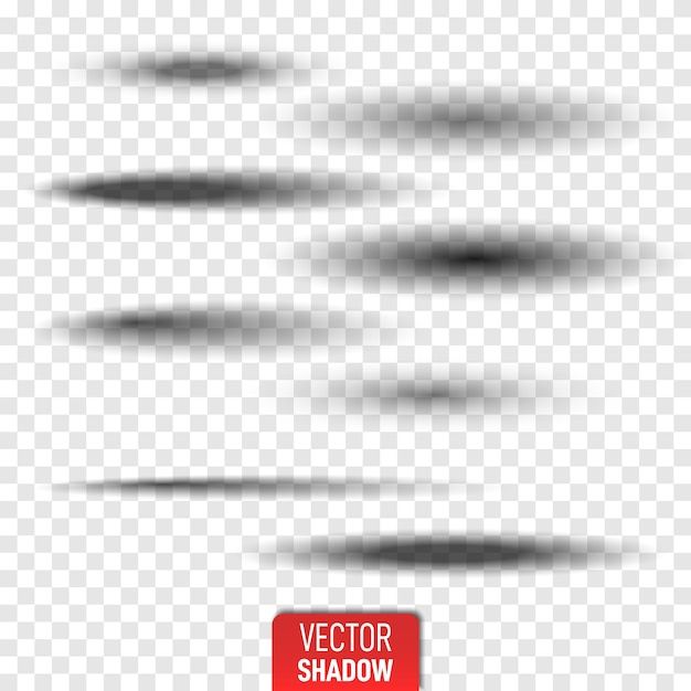 a set of black and white blurry objects on a transparent background, with the shadow from