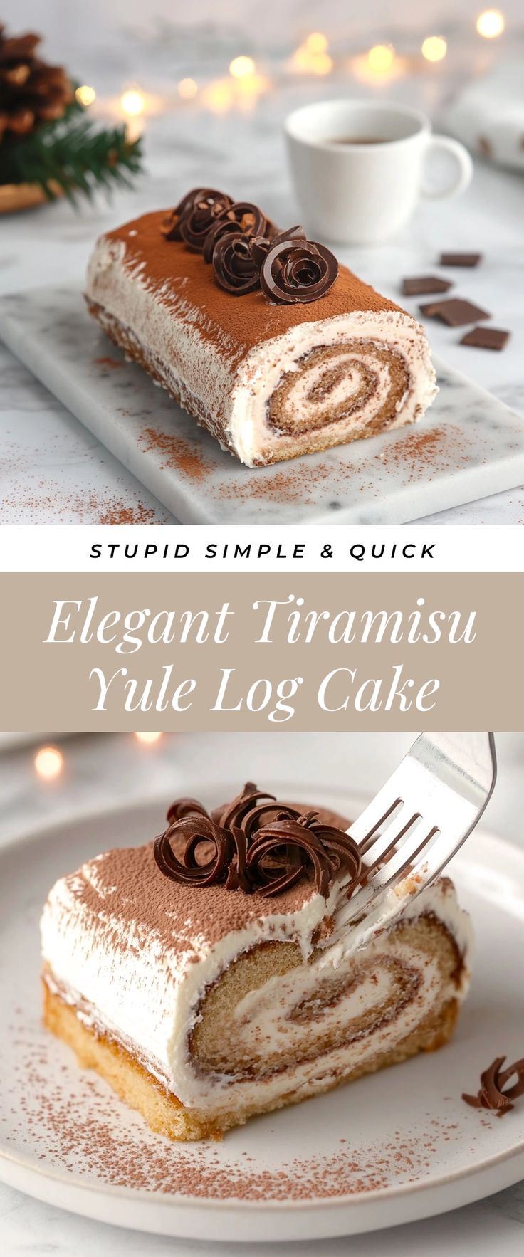 Image for Elegant Tiramisu Yule Log Cake Almond Yule Log Cake, Thanksgiving Yule Log Cake, Tiramisu Loaf Cake, Christmas Desserts Yule Log, Holiday Yule Log Cake, Tiramisu Recipe Christmas, Gluten Free Swiss Roll Cake, Holiday Sweet Breads, Tiramisu Roll Cake Recipe