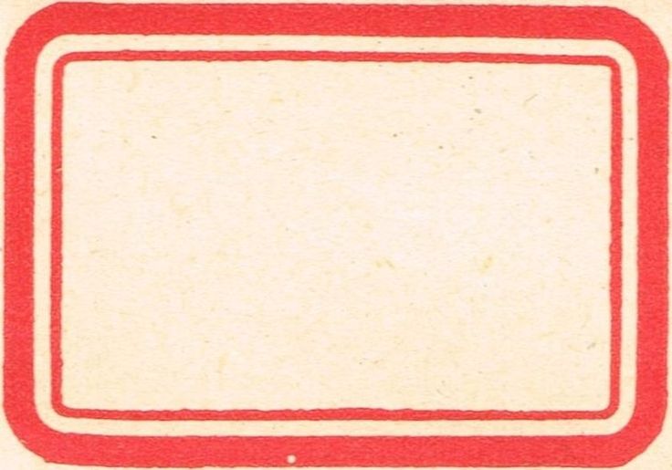 an old red and white stamp with a square on the bottom, in front of a plain background