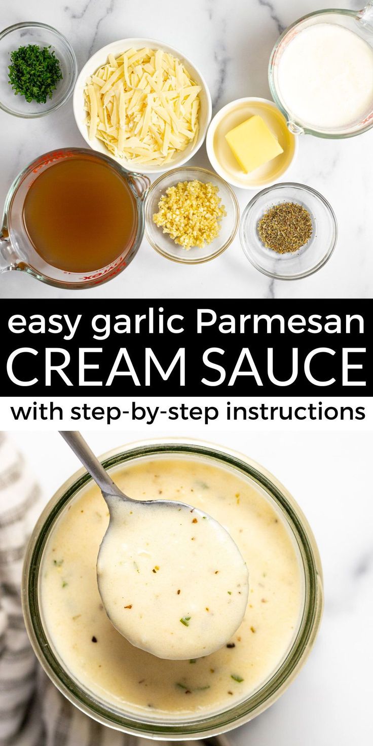 an easy garlic parmesan cream sauce with step - by - step instructions on how to make it