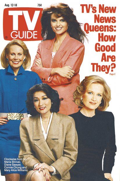 the cover of tv guide magazine with three women in suits and one woman in business attire