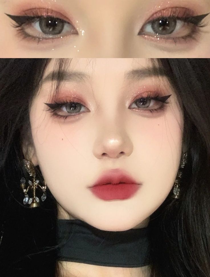 Bitter Makeup, Makeup Layout, Membentuk Alis, Asian Makeup Looks, Vampire Makeup, Doll Eye Makeup, Korean Eye Makeup, Douyin Makeup, Ulzzang Makeup