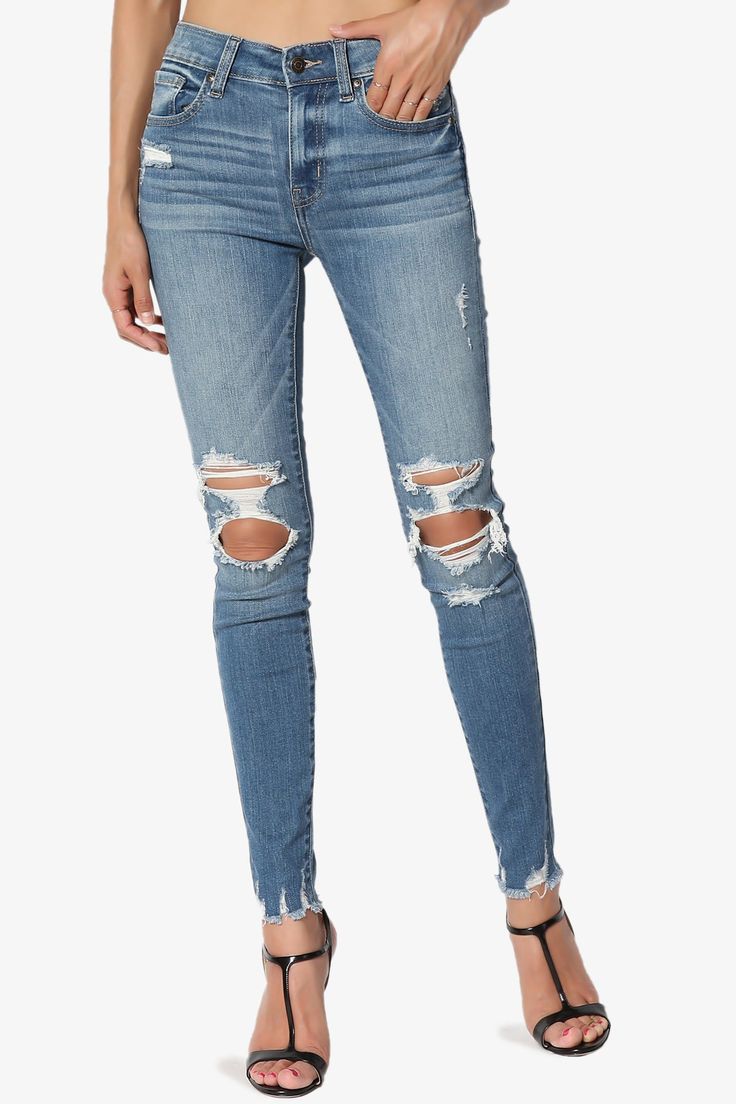 Clara Ripped High Rise Crop Skinny Jeans in HAS MD Denim Belt, Hudson Jeans, Hug You, Classic Blue, J Brand, Cropped Jeans, Stretch Denim, Levi Jeans, How To Wear