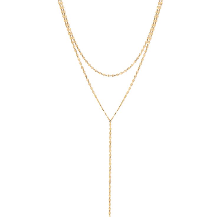 Eliana Lariat Necklace - Mod + Jo Gold Multi-strand Lariat Necklace For Layering, Elegant Double Strand Backdrop Necklace With Delicate Chain, Gold Double Strand Lariat Necklace For Layering, Luxury Multi-strand Necklace With Adjustable Chain, Double Strand Lariat Necklace With Clavicle Chain For Layering, Luxury Adjustable Long Lariat Necklace, Elegant Delicate Chain Lariat Layered Necklace, Elegant Dangle Double Chain Jewelry, Double Strand Lariat Necklace With Adjustable Chain For Layering