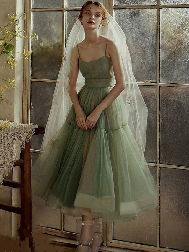 Actor Fashion, Cheap Prom Dresses Online, Pleats Dress, Tea Length Tulle, Minimalist Dress, Prom Dresses Elegant, 파티 드레스, Spaghetti Strap Prom Dress, Minimalist Dresses