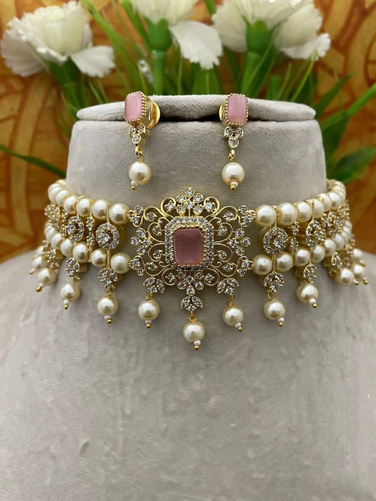 Very beautiful handmade rajwari necklace set Cheap Wedding Meenakari Jewelry, Punjabi Jewelry Traditional Necklace, Heavy Temple Choker Necklace For Wedding, Diwali Bridal Choker Necklace For Reception, Pink Kundan Temple Necklace For Wedding, Wedding Cutdana Choker Necklace, Hand Set Chandbali Choker For Wedding, Kundan Choker Jewelry Sets For Wedding, Hand Set Choker For Wedding And Diwali