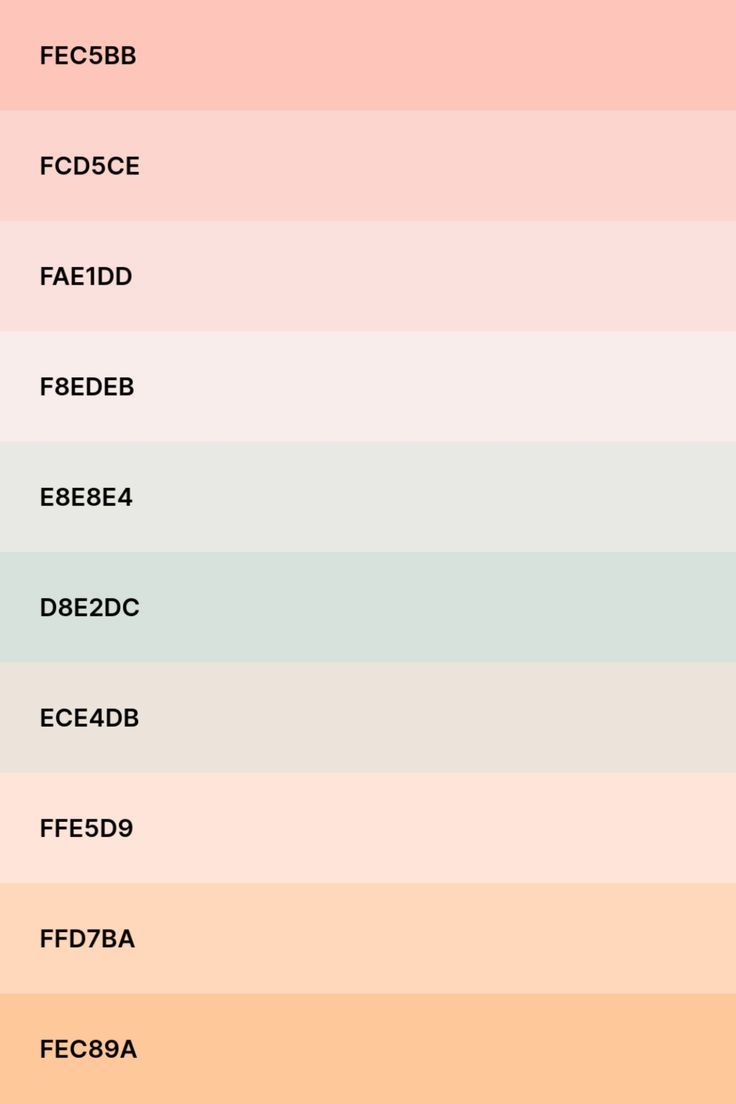 an image of the color scheme for different types of paint colors and their corresponding names