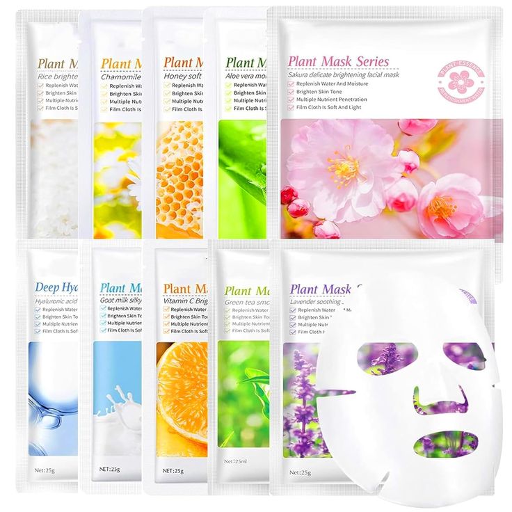 PRICES MAY VARY. 10 PIECES MASK GIFT BOX: Contains, honey, cherry blossom, lavender, grapefruit, chamomile, hyaluronic acid, vitamin C, tea tree, shea butter and other 9 natural ingredients, rich collagen extracts can be quickly absorbed by the skin, making the skin smoother and younger SUITABLE FOR ALL SKIN TYPES: Bulk Mask Skin Care helps to moisturise and relieve dry skin, replenish skin moisture to lighten fine lines and wrinkles and increase skin elasticity. It can be used whether you have Face Mask Without Honey, Acne Face Mask Recipe, Anti Acne Face Mask, Acne Face Mask Homemade, Diy Acne Face Mask, Homemade Baking Soda, Face Mask Homemade, Face Mask At Home, Sheet Face Masks