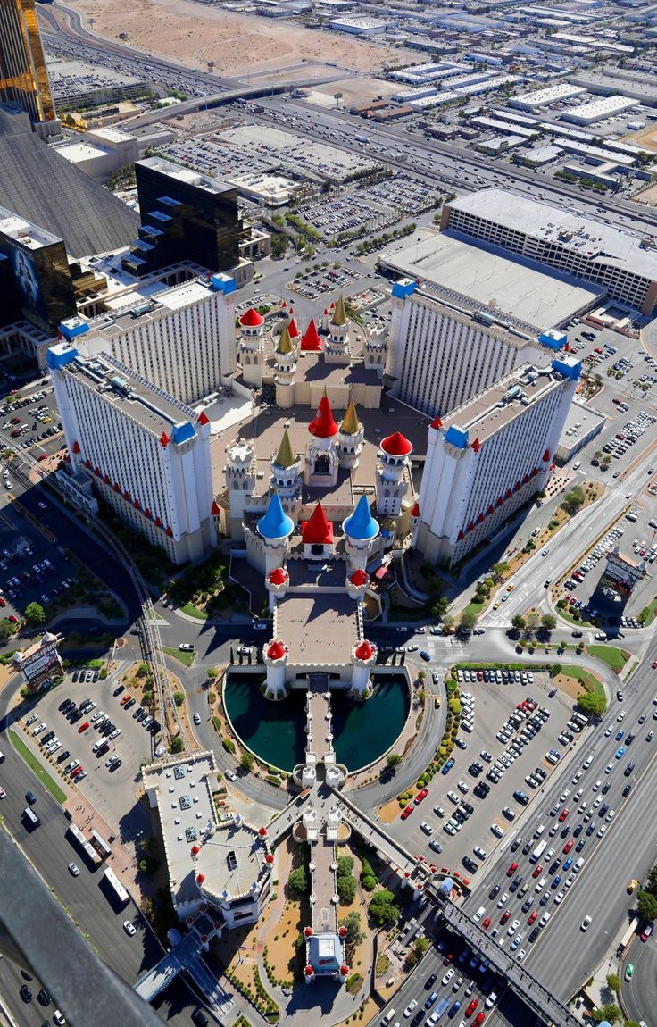 an aerial view of the las vegas hotel and casino