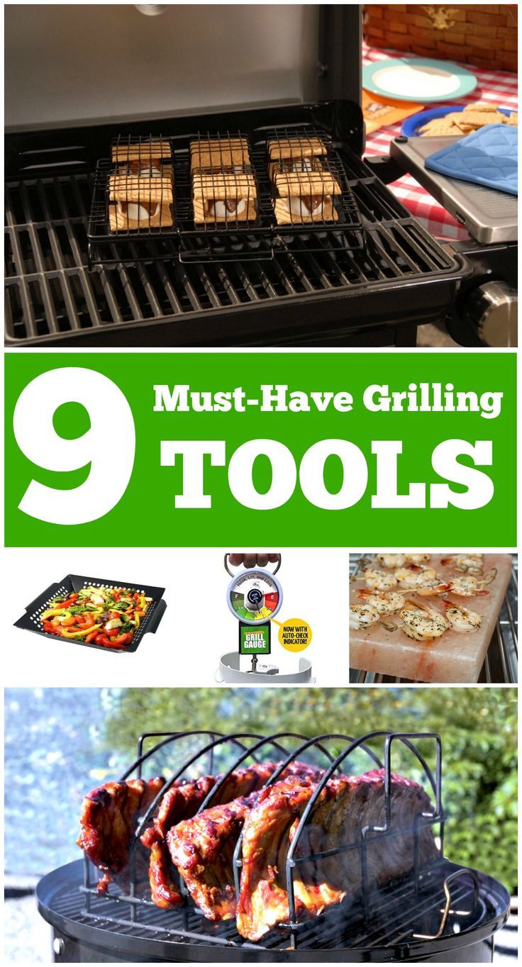 grilling tools that are on top of each other with the words 9 must have grilling tools