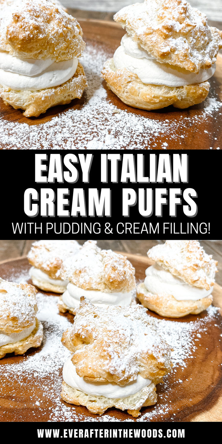 Cream Puffs Creme Filled Pastries, Italian Cream Puffs Recipe, Cannoli Cream Puffs, Pastry Shell Fillings, Puff Pastry Shell Dessert, Cream Puffs With Custard Filling, Cream Puff Filling With Instant Pudding, Cream Puff Display, Creme Puffs Recipe