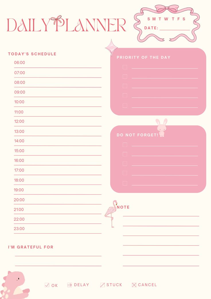 Free Digital Planner Templates Canva Daily Planner, To Do List Pink Aesthetic, Diy Schedule Planner, That Girl Planner, Daily Schedule Template Aesthetic, Notes Pink Aesthetic, Planner Organization Templates, Pink Schedule, To Do List Template Aesthetic