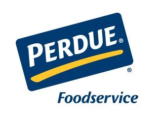 the logo for perdue foodservice is shown in blue and yellow