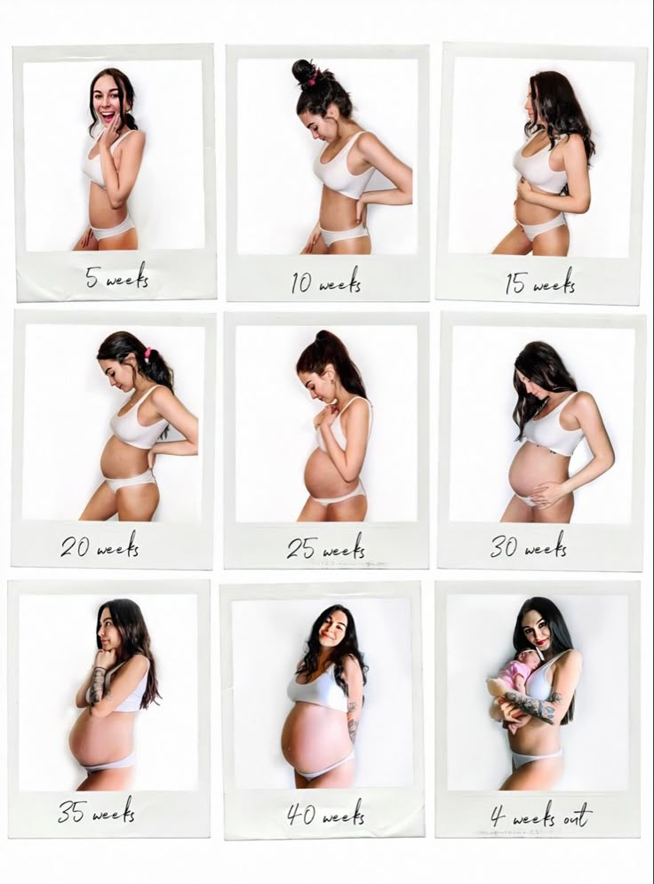 a series of photos showing the stages of a pregnant woman