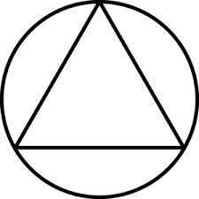 a black and white image of a triangle in a circle