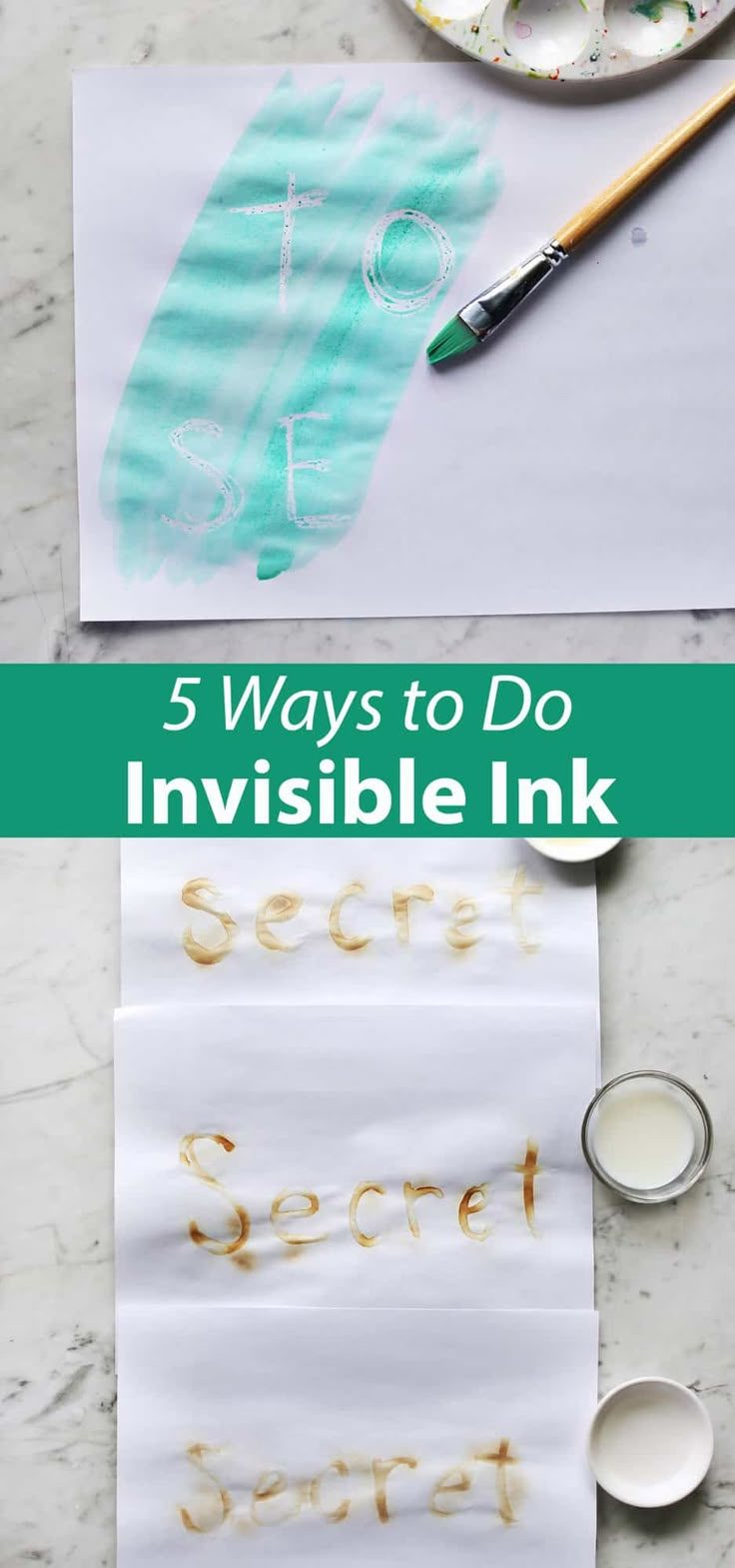 five ways to do invisible ink on paper with paintbrushes and watercolors