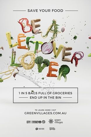 an advertisement with the word love spelled out in letters and vegetables flying from them to the ground