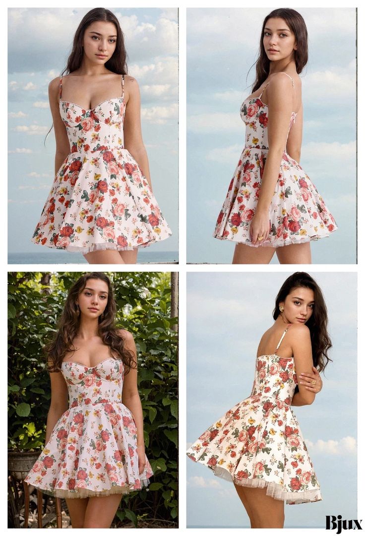 Bjux - Summer Party Must-Have Flowy Mini Dress with Floral Accent Mini Floral Print Party Dress, Floral Print Mini Party Dress, Summer Floral Dress With Sweetheart Neckline For Party, Spring Party Floral Dress With Sweetheart Neckline, Flirty Summer Homecoming Dresses, Flirty Floral Print Prom Dress, Floral Print Party Mini Dress, Floral Print Mini Dress For Party Season, Flirty Floral Print Dresses For Summer Parties