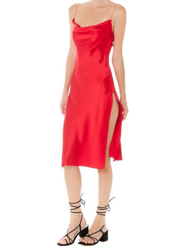 📦FREE Shipping on orders over $80 Be the stunner at the party by wearing this satin dress which adorns with a cowl front for an alluring look. Style: Sexy Occasion: Cocktail & Party, Night Out Material: Polyester, Spandex Dresses Length: Midi Collar-line: Spaghetti Strap Sleeves Length: Sleeveless Pattern Type: Solid Color Material Stretch: No Stretch Season: Spring, Summer 90s Paris, Halter Dresses, Midi Dress Formal, Dresses Satin, Spandex Dress, Midi Dress Black, City Dress, Halter Strap, Dress Satin