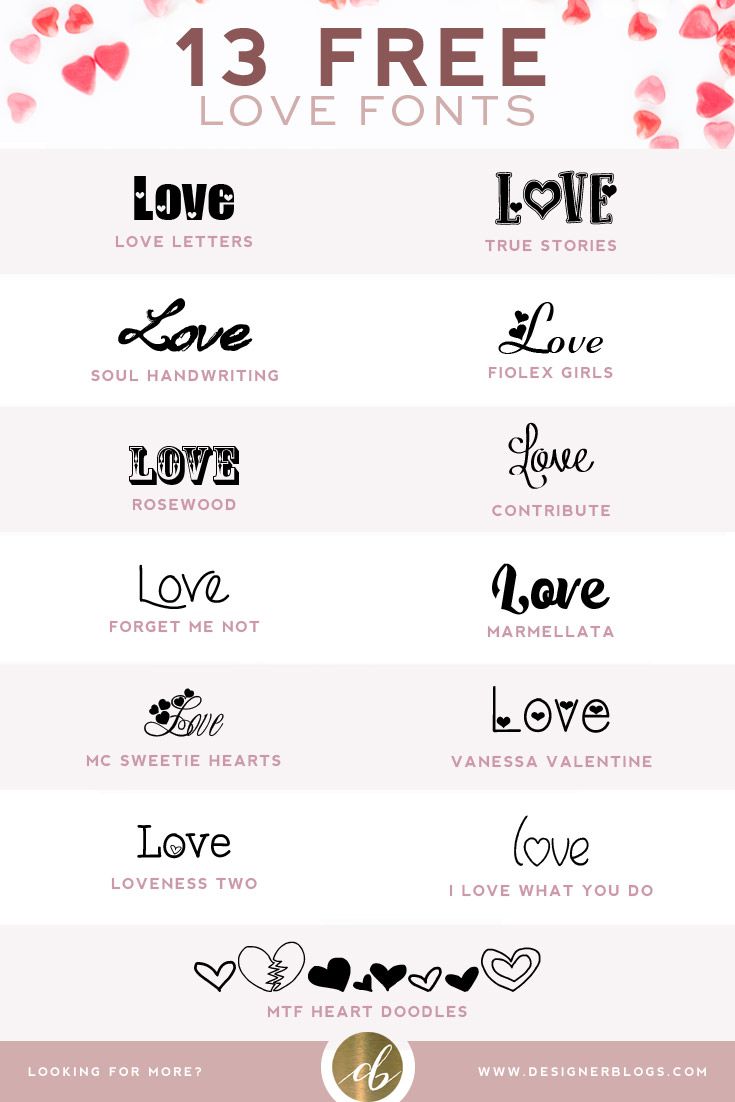 valentine's day font and numbers with hearts in the background, including love letters