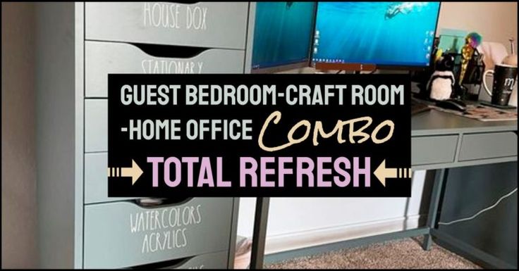 Combo Room Ideas, Office Spare Bedroom Combo Layout, Guest Room Craft Room Combo, Home Office And Guest Room Combo, Small Home Office Guest Room, Multipurpose Guest Room, Decorating Stairway Walls, Stairway Walls, Bedroom Office Combo